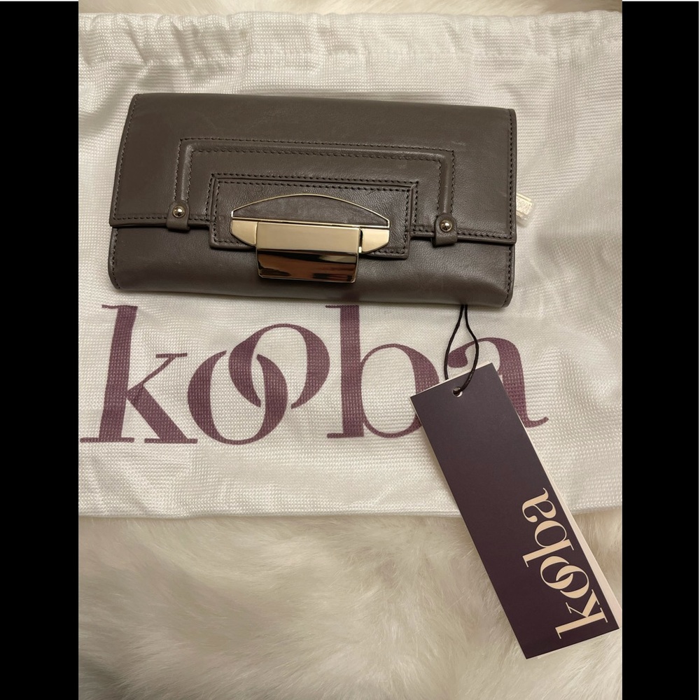Kooba grey turn lock leather wallet, NWT